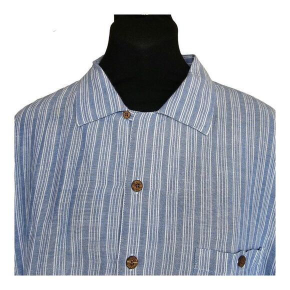NWOT Island Shores Shirt Striped Linen Blend Button Up Summer Vacation Beach XL - Picture 3 of 11